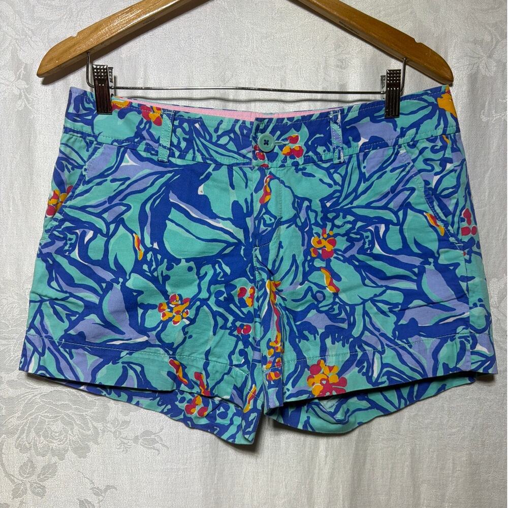 Lilly Pulitzer Callahan Short 6 Blue Yellow Floral Mai Tai
